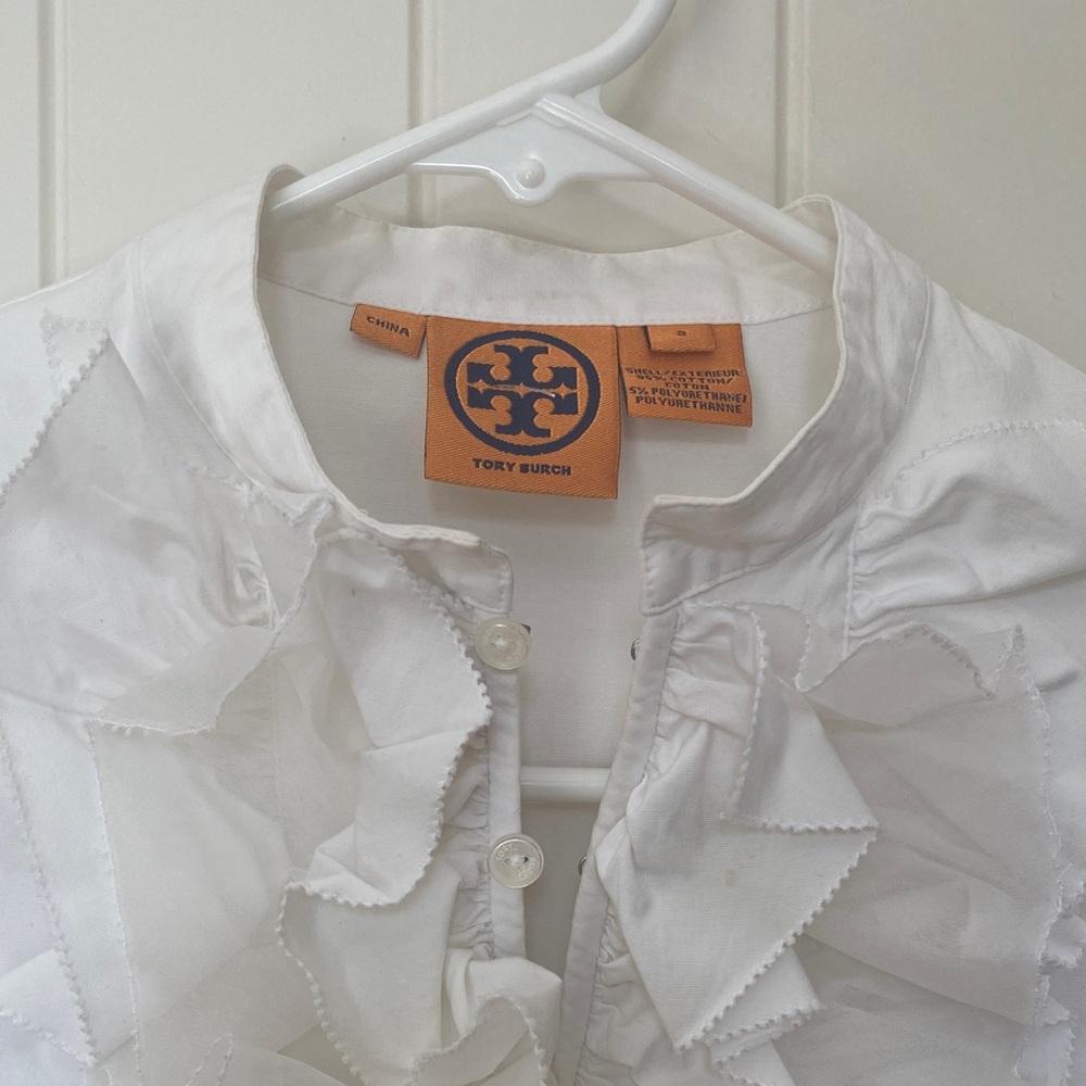 Tory Burch White Ruffled Blouse - Picture 2 of 3